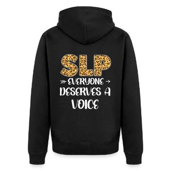 Speech Therapist Therapy Assistant - Unisex Premium Organic Zip Hoodie - black - Back - Nico (187cm)