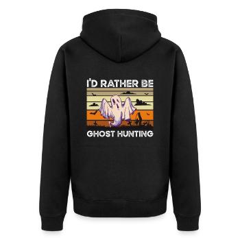 Rather Be Ghost Hunting - Unisex Premium Organic Zip Hoodie - black - Back - Nico (187cm)