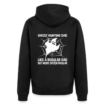 Ghost Hunting Dad - Unisex Premium Organic Zip Hoodie - black - Back - Nico (187cm)