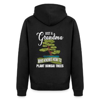 Nur eine Oma, die weiß, wie man Bonsai-Bäume pflanzt - Unisex Premium Bio Zip Hoodie - Schwarz - Hinten - Nico (187cm)