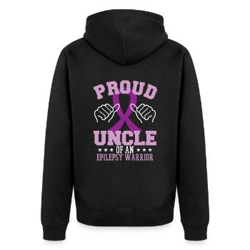 Proud Uncle Of An Epilepsy Warrior - Unisex Premium Organic Zip Hoodie - black - Back - Nico (187cm)