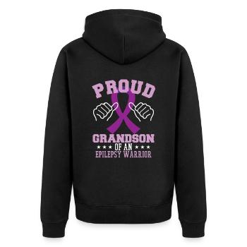 Proud Grandson Of An Epilepsy Warrior - Unisex Premium Organic Zip Hoodie - black - Back - Nico (187cm)