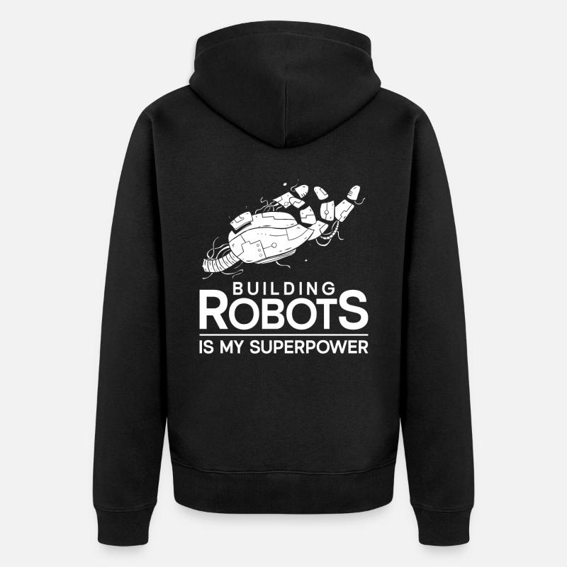 Robot Robotics Engineer Building - Unisex Premium Bio Zip Hoodie - Schwarz