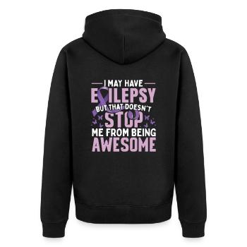 Ich kann Epilepsie haben - Unisex Premium Bio Zip Hoodie - Schwarz - Hinten - Nico (187cm)