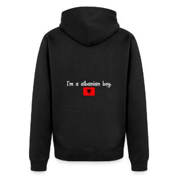 I'm a albanian boy - Unisex Premium Bio Zip Hoodie - Schwarz - Hinten - Nico (187cm)