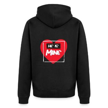 He Is Mine valentinstag - Unisex Premium Bio Zip Hoodie - Schwarz - Hinten - Nico (187cm)