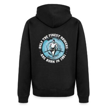 Kanus-Rudern Kanuten Ruderer Jahrgang 1991 - Unisex Premium Bio Zip Hoodie - Schwarz - Hinten - Nico (187cm)