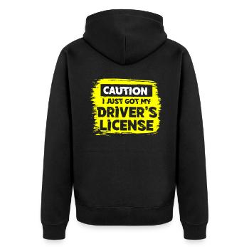 New driving licence - Unisex Premium Organic Zip Hoodie - black - Back - Nico (187cm)