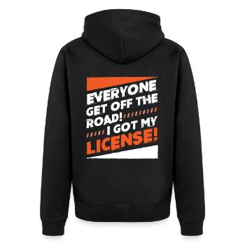 New driving licence - Unisex Premium Organic Zip Hoodie - black - Back - Nico (187cm)
