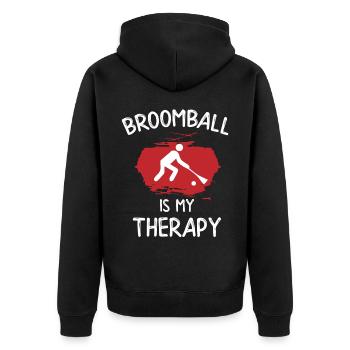 Broom ball - Unisex Premium Organic Zip Hoodie - black - Back - Nico (187cm)