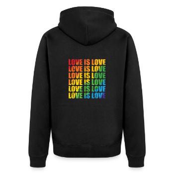 Love is Love LGBT Toleranz Pride Gender - Unisex Premium Bio Zip Hoodie - Schwarz - Hinten - Nico (187cm)