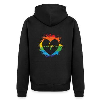 Herz mit Herzschlaglinie LGBT Gender - Unisex Premium Bio Zip Hoodie - Schwarz - Hinten - Nico (187cm)