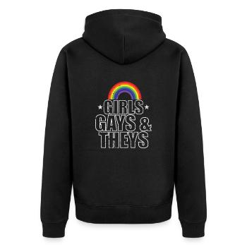 Girls Gays and Theys LGBT bunt Pride - Unisex Premium Bio Zip Hoodie - Schwarz - Hinten - Nico (187cm)