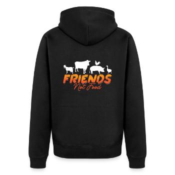 Veganism Friends Not Food PLant Based Vegan Lover - Unisex Premium Bio Zip Hoodie - Schwarz - Hinten - Nico (187cm)