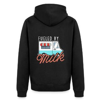 Lait de vache Humour Wagon de lait - Veste à capuche bio Premium Unisexe - noir - Dos - Nico (187cm)