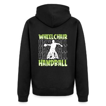 Handball Handballer Rollstuhl - Unisex Premium Bio Zip Hoodie - Schwarz - Hinten - Nico (187cm)