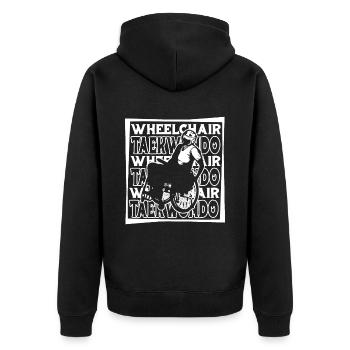 Taekwondo Rollstuhl - Unisex Premium Bio Zip Hoodie - Schwarz - Hinten - Nico (187cm)