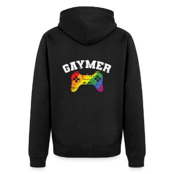 Gamer Controller Gaymer LGBT Pride - Unisex Premium Organic Zip Hoodie - black - Back - Nico (187cm)