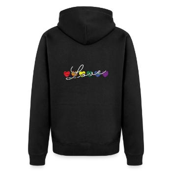 Love bunt LGBT Regenbogen Toleranz - Unisex Premium Bio Zip Hoodie - Schwarz - Hinten - Nico (187cm)