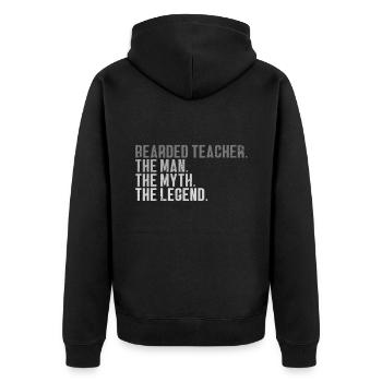 Bearded teacher - Unisex Premium Organic Zip Hoodie - black - Back - Nico (187cm)