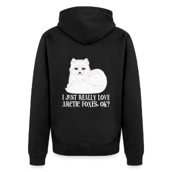 Artic Fuchsliebhaber Aus Arktischer Fuchs - Unisex Premium Bio Zip Hoodie - Schwarz - Hinten - Nico (187cm)