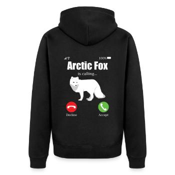 Artic Fuchsliebhaber Aus Arktischer Fuchs - Unisex Premium Bio Zip Hoodie - Schwarz - Hinten - Nico (187cm)