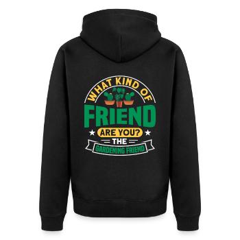 Funny Plant Saying Plant Friend - Unisex Premium Organic Zip Hoodie - black - Back - Nico (187cm)
