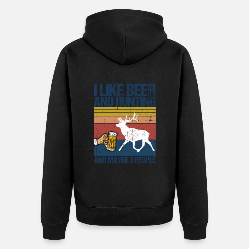 Chasse et bière - Veste à capuche bio Premium Unisexe - noir
