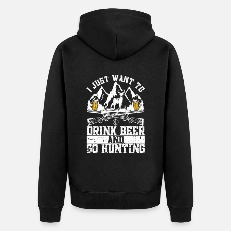 Chasse et bière - Veste à capuche bio Premium Unisexe - noir