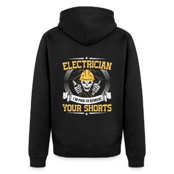 Nous vous allumons toujours électricien - Veste à capuche bio Premium Unisexe - noir - Dos - Nico (187cm)