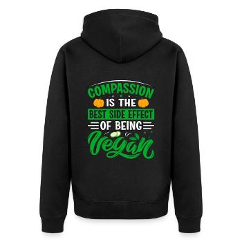 Compassion is the best side effect of being vegan - Unisex Premium Bio Zip Hoodie - Schwarz - Hinten - Nico (187cm)