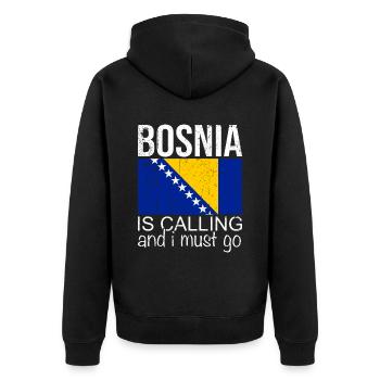 Bosnie Dicton - Veste à capuche bio Premium Unisexe - noir - Dos - Nico (187cm)