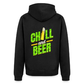 Chill And Beer On St Patricks Day - Unisex Premium Bio Zip Hoodie - Schwarz - Hinten - Nico (187cm)