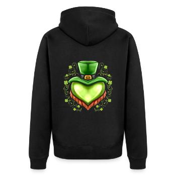 Cœur vert avec chapeau, barbe trèfle sur St - Veste à capuche bio Premium Unisexe - noir - Dos - Nico (187cm)