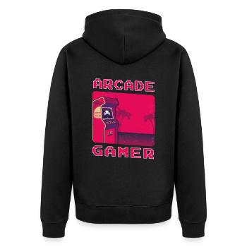 Enkel Opa Enkelkind Vintage papa - Unisex Premium Bio Zip Hoodie - Schwarz - Hinten - Nico (187cm)