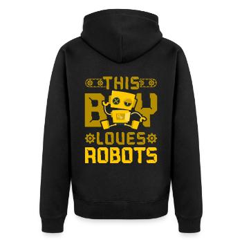 Robot Robotics Engineer Boy This - Unisex Premium Organic Zip Hoodie - black - Back - Nico (187cm)