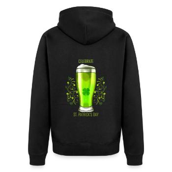Glass Of Green Beer To Celebrate St Patricks Day - Unisex Premium Bio Zip Hoodie - Schwarz - Hinten - Nico (187cm)