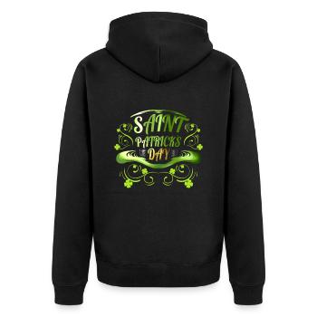 Green Hat And Shamrocks Logo For St Patricks Day - Unisex Premium Bio Zip Hoodie - Schwarz - Hinten - Nico (187cm)