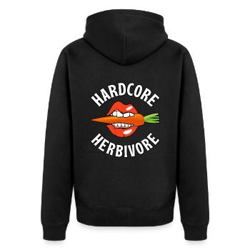 Handcore herbivore vegan - Unisex Premium Organic Zip Hoodie - black - Back - Nico (187cm)