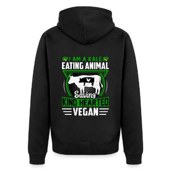 I am a kale eating animal saving kind hearted - Unisex Premium Bio Zip Hoodie - Schwarz - Hinten - Nico (187cm)