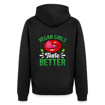 Les filles végétaliennes ont meilleur goût - Veste à capuche bio Premium Unisexe - noir - Dos - Nico (187cm)