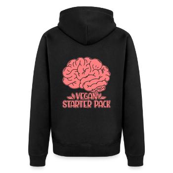 Vegan starter pack - Unisex Premium Organic Zip Hoodie - black - Back - Nico (187cm)
