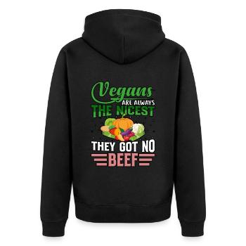 Vegans are always the nicest they got no beef - Unisex Premium Bio Zip Hoodie - Schwarz - Hinten - Nico (187cm)