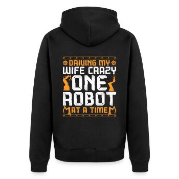 Robot Robotics Engineer Wife - Unisex Premium Bio Zip Hoodie - Schwarz - Hinten - Nico (187cm)