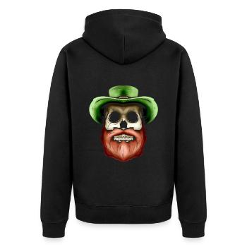 Crâne avec chapeau vert et barbe rouge pour St - Veste à capuche bio Premium Unisexe - noir - Dos - Nico (187cm)