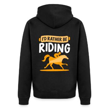 I would rather ride horse riding stable rider - Unisex Premium Organic Zip Hoodie - black - Back - Nico (187cm)