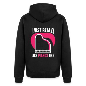 I just like pianos very much player piano - Unisex Premium Organic Zip Hoodie - black - Back - Nico (187cm)