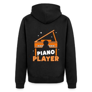 Klavierspieler Klavier Klaviermusiker - Unisex Premium Bio Zip Hoodie - Schwarz - Hinten - Nico (187cm)