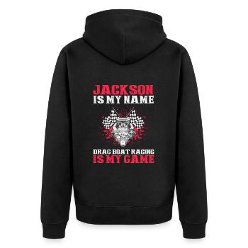 Racing boat design for drag boat racing - Unisex Premium Organic Zip Hoodie - black - Back - Nico (187cm)