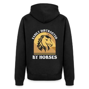 Facilement distrait par les chevaux cavalier à cheval - Veste à capuche bio Premium Unisexe - noir - Dos - Nico (187cm)